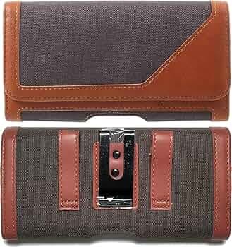 TDG® Dual Tone Faux Leather Pouch Holster Belt Clip Case with Belt Loop & Magnetic Flap Compatible for Apple iPhone Smartphones & Mobiles (Display 5 to 6.5 inches) (Brown, 6.7)