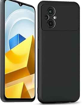 KRL Black Silicone Mobile Back Cover for Poco M5 Back Cover with Camera Protection | Carry Your Poco M5 Phone with Ease (RL1210)