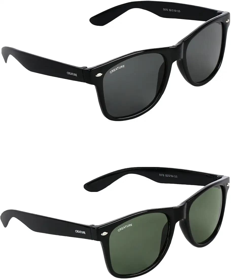 Creature Black & Green Sunglasses Combo with UV Protection (SUN-001-003)