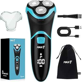 MAX-T Electric Shaver for Men, Cordless Electric Razor with Travel Case, Wet and Dry Use, Men's Electric Shaver with Pop-up Trimmer, 3D Rechargeable, IPX7 Waterproof, Best Gift for Dad/Lover