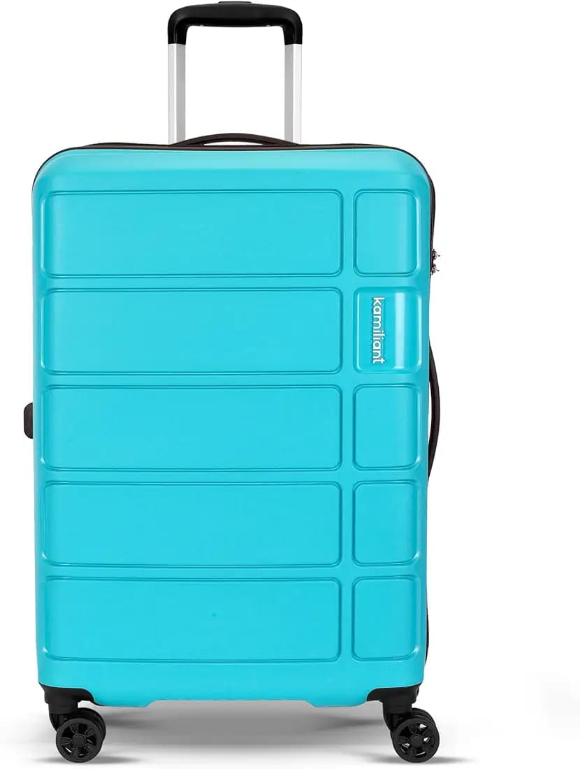 Kamiliant by American Tourister Medium Harrier Edge 8W 68 Cms Check-in (PP) Hard Sided 8 Wheels Spinner Luggage/Suitcase/Trolley Bag (Coral Blue) (Double Wheel)
