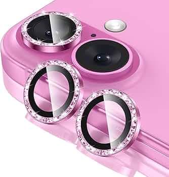 Diamond Mobile Camera Lens Protector Compatible for iPhone 16 & iPhone 16 Plus Pink
