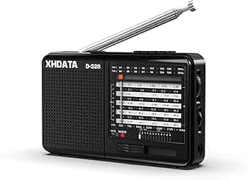 XHDATA D-328 portable rechargeable radio with FM/MW/SW, stereo radio with earphone jack, portable multimedia speaker with USB/micro SD Card. (Black)