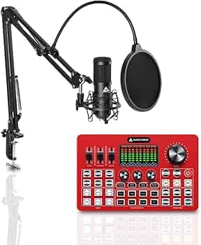 Audio Array Ultimate Gaming Bundle | Condenser Mic with Boom Arm & Sound Card | Streaming Kit for PC/Mobile with 14 FX, Voice Modes, Loopback, Real Time Monitoring |for YouTube & Live Stream - GB-01