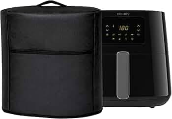 Dustproof Air Fryer Cover for Philips 6.2L HD9270/70 - Waterproof & Oil-Proof Non Woven Kitchen Appliance Protector with Handle & Storage Pocket Organizer for Women & Men (Black)