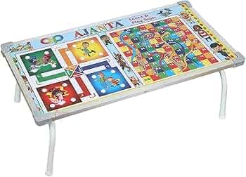 Ludo Game Table for Kids - Multi-Purpose Board Game & Laptop Bed Table | Foldable 2-in-1 Play Surface & Study Desk (Multicolor, 18x18 Inches)