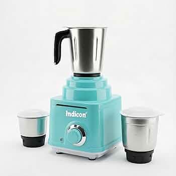 Indicon Crystal 750W Mixer Grinder, Aqva Pink, 3 Stainless Steel Jars (Aqua Green)