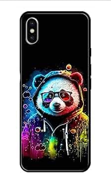 Metal TPU Printed Back Cover for Apple iPhone X | iPhone 10 | iPhone 10s (Multicoloured Panda) 360 Degree Protection | Camera Protection -25092024(at)