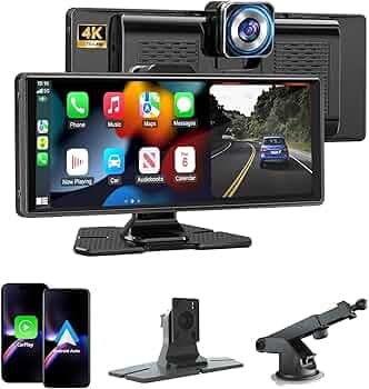 Cason 4k Dash Camera for Car with Carplay/Android System Touch Screen 10-Inch, Front Dash Cam for Car with GPS, with Voice Control,Bluetooth for All Vehicles