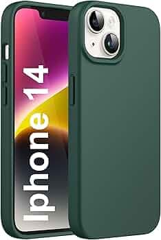 SBMS Silicone Case for iPhone 14 6.1-Inch/iPhone 13 6.1-Inch, Silky-Soft Touch Full-Body Protective Phone Case, Shockproof Cover with Microfiber Lining (Dark Green)