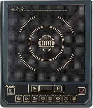 Bajaj Glass Majesty ICX-3 1400W Open Heating Induction Cooktop | Pan Sensor Technology | Pro Voltage Technology | 1 Yr Warranty 【Black】