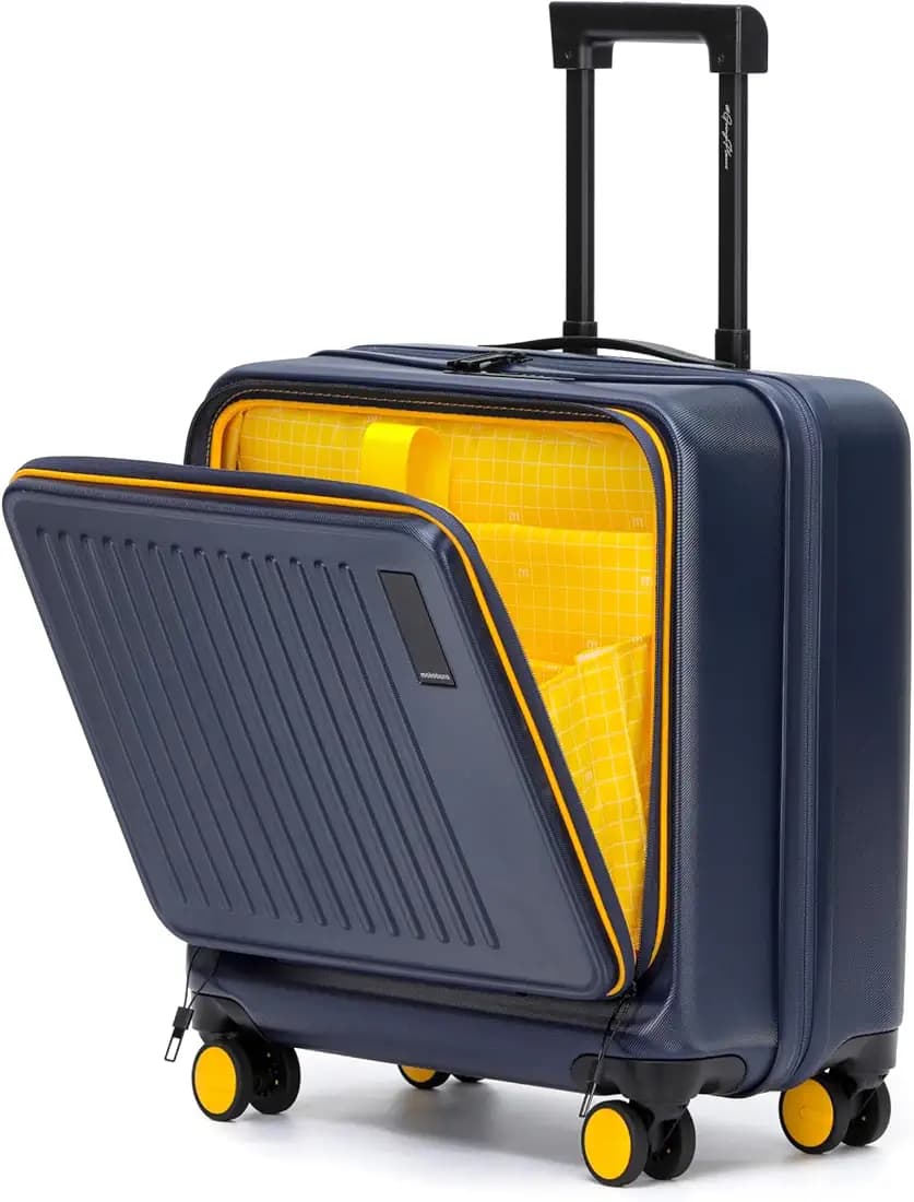 MOKOBARA Polycarbonate The Transit Cabin Overnighter Luggage 58Cms Cabin Size Poly-Carbonate Hard Sided 8 Hinomoto Wheels Suitcase Trolley (We Meet Again Sunray 2.0, Blue)