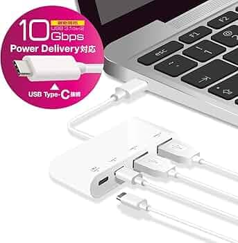 ELECOM USB Hub, USB Type C, USB 3.1 Gen2, 2 A Female Ports, 2 Type-C Female Ports, Bus Power, USB PD Compatible, MacBook, iPad, Surface GO Pro 7, Chromebook, White