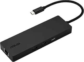 ASUS DC210 8-in-1 USB-C Dock, with 4K@60Hz HDMI 2.1, 100W PD, Gigabit Ethernet, USB-A & USB-C Ports, SD/MicroSD Reader, Braided Cable, – for All Type C Devices- MacBook,Laptop, Black, 2 Year Warranty