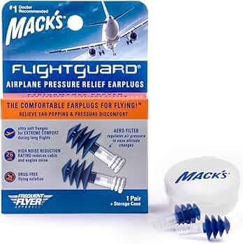 Mack's Flightguard Airplane Pressure Relief Earplugs – 26Db Nrr, 33Db Snr – Comfortable, Safe, Travel Ear Plugs For Flying Air Pressure Ear Pain, Ear Popping And Noise Reduction