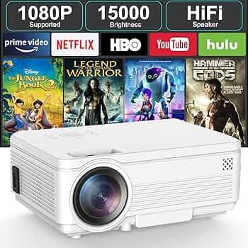 UNIGEN® UNIPLAY 100 5K Lumens 1080P Full HD Projector for Outdoor Home Cinema Office, 200" Screen, in-Built Speaker with HDMI, USB, AV, AUX, Tablet, Laptop [No Wi-Fi & Bluetooth]