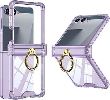 Kapa Clear Airbag Ring Back Case for Samsung Galaxy Flip7 / Z Flip 7 | Transparent Shockproof Slim Hard Protective Cover (Purple)