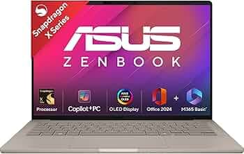 ASUS Zenbook A14 OLED (2025),Qualcomm Snapdragon X Elite,Copilot+ PC, 0.9kg Light-Weight,14"(35.6 cm),32hrs Battery*, 16GB,512GB,Windows 11,MSO 2024,M365 Basic-1yr,AI PC,Metal Body,UX3407RA-QD054WS
