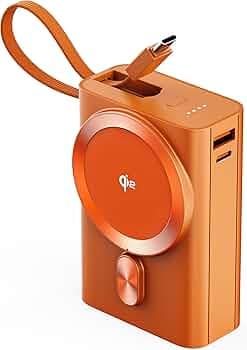 Ambrane 25W Qi2.2 Magsafe Wireless 20000mAh Powerbank, 35W Wired Charging, Fastest Qi2.2 Technology - Now Charge 40% in 30 mins wirelessly, Support MacBook Air Charging for iPhone (Orbit 20K, Orange)