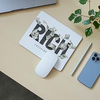 Rich Money Theme Mouse Pad| Motivational Wealth Quote Desk Mat | Non-Slip Rubber Base & Smooth Surface | Ideal for Office, Work from Home, Students & Professionals