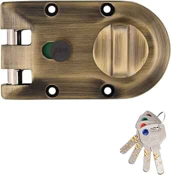 Godrej Rim Lock l Vertibolt Ultra XL+ I 1CK Deadbolt l for Inside Opening, Double and Sliding Wooden Doors l Left/Right-Handed Doors l 4 Keys l 5Year Warranty l Manual Locking I Antique Brass Finish