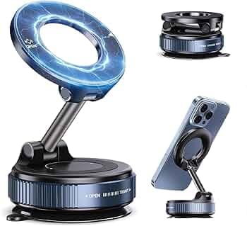 Yantra Magnetic Car Mount for All iPhone Models | 360° Rotating Suction Cup Phone Holder for Dashboard & Windshield | Heavy-Duty Hands-Free Magnetic iPhone Stand for Car, Home & Gym
