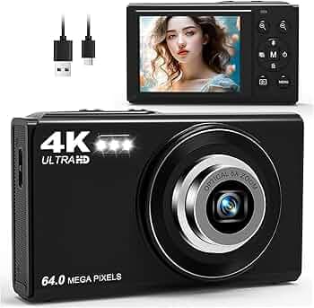 LEQTRONIQ Digital Camera For Photography, 4K, 64MP Camera For Youtube& Vlogging, 32 Gb Capacity, 5X Optical Zoom Compact Vlog Travel Camera With Wifi,