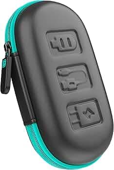 Aircase Earphone Carrying Case with Shockproof EVA Foam, Hard Shell, Compact & Lightweight, Mesh Pocket, Zipper Travel Organizer Pouch for Earbuds, Flash Drives, SD Cards, Cables (Green Zip)