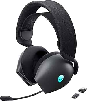 Alienware Aw720H Dual-Mode Wireless Gaming On Ear Headset, Wireless 2.4 Ghz,3.5mm Connector Cable,In-Line Controls,Integrated Microphone,Unidirectional-Dark Side Of The Moon,Black