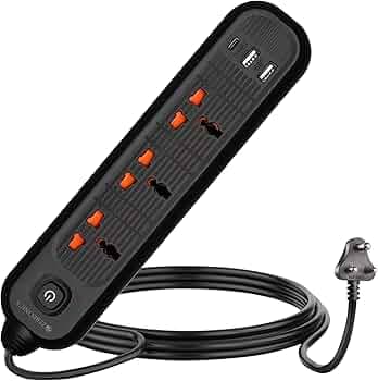 ZEBRONICS Power BAR 132, Extension Board/Strip, 2000 Watts, 10 Amps, 1x Type C Port, 3X Universal Socket, 2X USB Port, LED Indicator, On/Off Switch, Wall Mountable, 3 Meter, Black