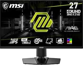 MSI MAG 274UPF E2 27 Inch UHD Gaming Monitor - 3840 x 2160 Rapid IPS Panel, 160 Hz/0.5ms (GtG, Min.), 133% sRGB Colour Gamut, Frameless Design, VESA DisplayHDR 400 - DisplayPort 1.4a, HDMI, USB Type-C