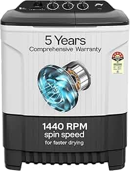 Godrej 7 Kg 5 Star, Active Soak Technology, 370 W PowerMax Wash For Heavy Laundry Wash, Toughened Glass Lid, Semi Automatic Top Load Washing Machine (WS EDGE CLS 70 5.0 PN2 GPGR, Graphite Grey)