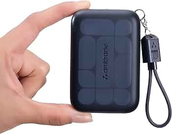 Ambrane Mini Size 10000mAh Powerbank, Very Small Size - Perfect for Hands, Pockets, Bags, in-Built Type C Cable, 22.5W Fast Charging, for iPhone, Android, Other Devices (PowerMini 10, Black)