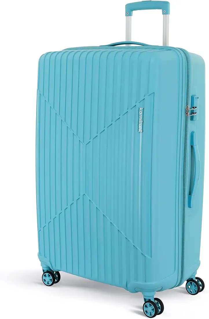 KAMILIANT by American Tourister Large Savvy 80 Cms Check-in (PP) Hard Sided 8 Wheels Spinner Luggage/Suitcase/Trolley Bag (Sea Blue) (Double Wheel)