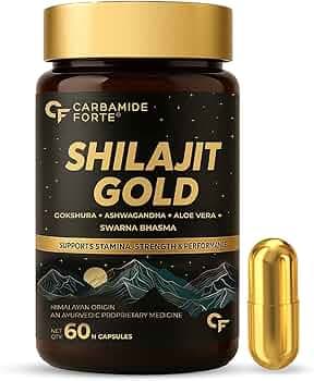 Carbamide Forte Shilajit Gold Capsules For Men With Pure Shilajit Swarna Bhasma,Gokshura,Ashwagandha | Himalayan Shilajiit For Men | Shilajeet Gold Original | Shilajeet Capsule | 60 Veg Capsules