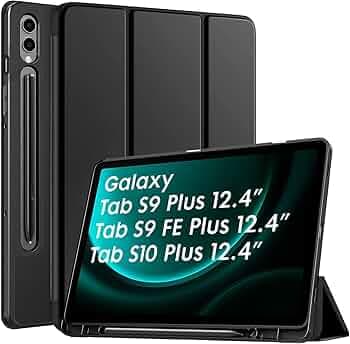 Robustrion Cover for Samsung Galaxy Tab S9 FE+ / Tab S10 Plus/Tab S9 Plus 12.4 inch Cover Case with [S Pen Holder] for Samsung Tab S9 FE Plus / S9+ / S10+ Tablet Cover [Auto Sleep/Wake] - Black