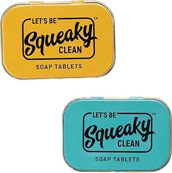 SqueakyClean Hand Made 30 Soap Tablets in Each Tin | Single Wash Hygiene Bar | Hand Care | Convenient | Travel & Pocket Friendly Set of 2 (Lemon, And Vanilla) 20g