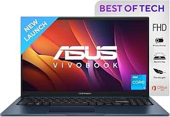 ASUS Vivobook 15, Intel Core i3-1215U, 1.2 GHz, 16GB RAM, 512GB SSD, FHD 1920x1080, 15.6", Windows 11, MS Office Home, Quiet Blue, 1.7KG, X1504ZA-NJ341WS, Integrated Graphics, Thin & Light Laptop