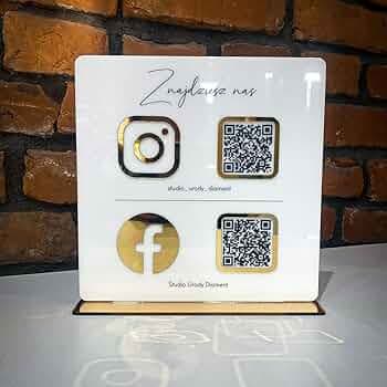Qalb Acrylic Customizable QR Code Stand | Social Media Scanner Stand | Gpay Phonpe Insta FB | Size 6 by 8 Inches, White & Golden