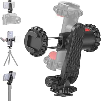 Zeadio Camera Smartphone Mount Holder Adapter, Cold Shoe Cell Phone Tripod Holder Selfie Stick Monopod Adjustable Clamp, for Canon Nikon DSLR iPhone Samsung Photography