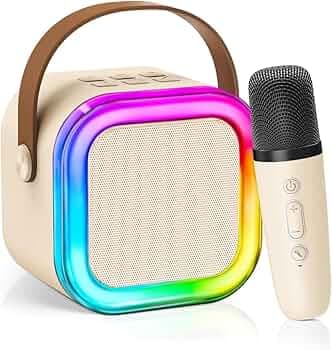Niwlix Mike for Kids with Speaker Wireless Mini Portable Bluetooth Speaker with Microphone & LED Lights Musical Toys for Boys, Girls and Adults Cute Birthday Gift for Kids