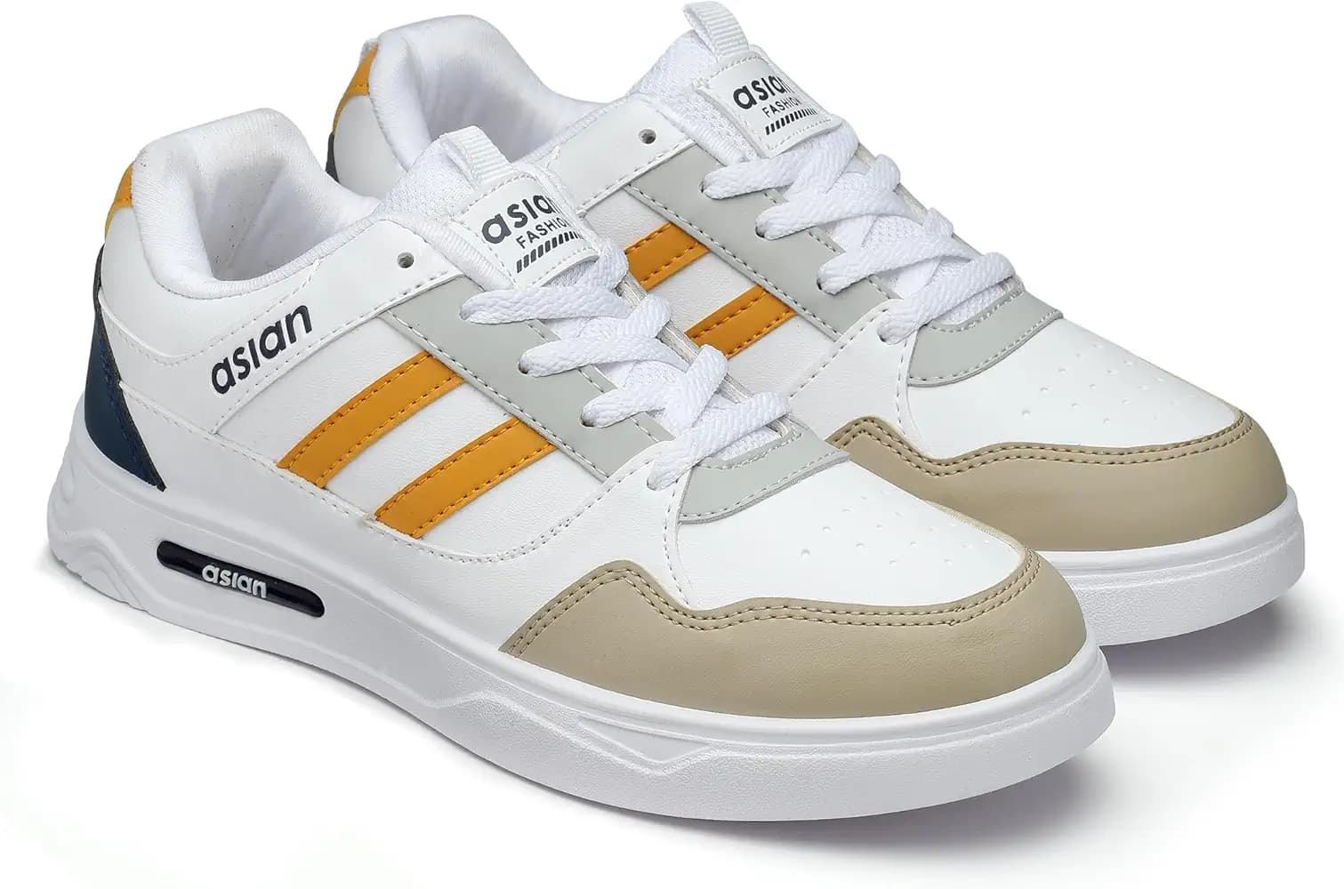 ASIAN Men's BOSTON-02 White Casual Sneaker Shoes with Synthetic Upper Lightweight Comfortable Mid Top Sneaker Shoes for Men's & Boy's