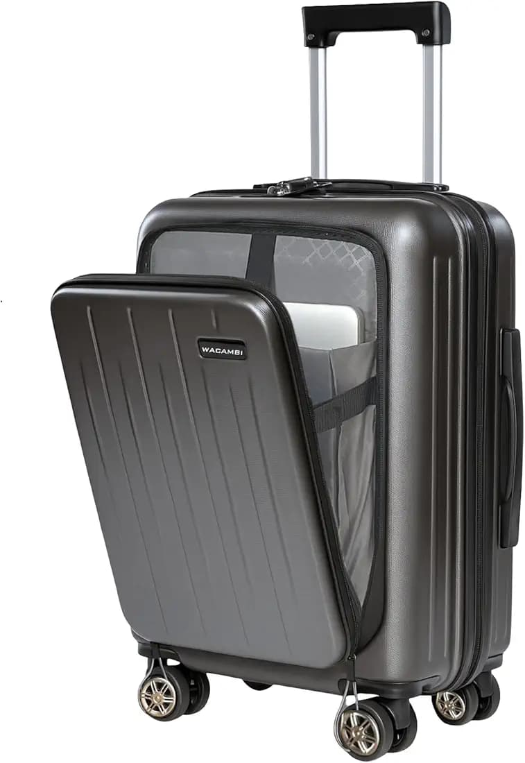 Cabintrolley Bag Polycarbonate 20inch 55cms with 16inch Laptop and USB Port Compartment Small Size Suitcase for Flight Travel Suitable for Men, Women,Boys and Girls (Metal Grey)