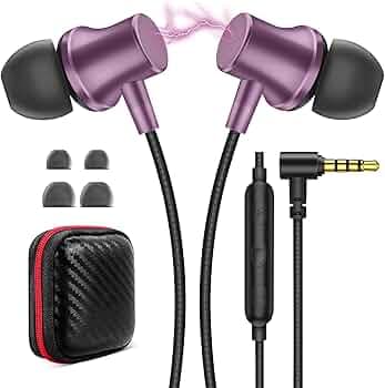 Wired Earbuds for School Chromebook Laptop PC, Noise Isolating Ear Buds with 3.5mm Plug in Audio Jack Microphone HiFi Stereo Wired Headphone Corded Earphone for Kindle Fire School Travel MP3, Purple