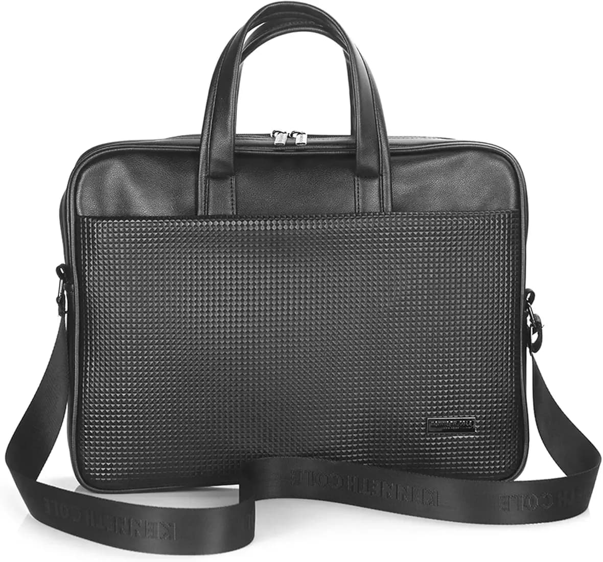 KENNETH COLE Unisex PU 15.6 Inch Laptop Bag | Premium Faux Leather, Padded Compartments | Textured, Professional Office Briefcase with Adjustable Shoulder Strap for | Men & Women