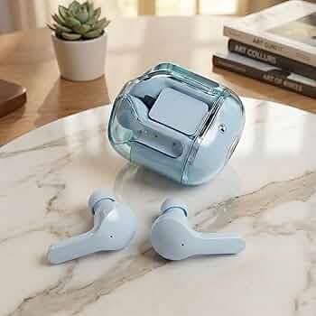 KNULL Wireless Earbuds with LED Digital Display, Bluetooth 5.0, Touch Control, IPX5 Waterproof, Voice Assistant, Blue