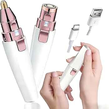 Eyebrow Trimmer Facial Hair Removal for Women, 2 in 1 Electric Rechargeable Face Shaver & Eyebrow Razor with Painless Gentle Trimming - for Face, Upper Lip, Eyebrows
