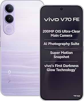 vivo V70 FE 5G (Northern Lights Purple, 8GB RAM, 256GB Storage) with No Cost EMI/Additional Exchange Offers