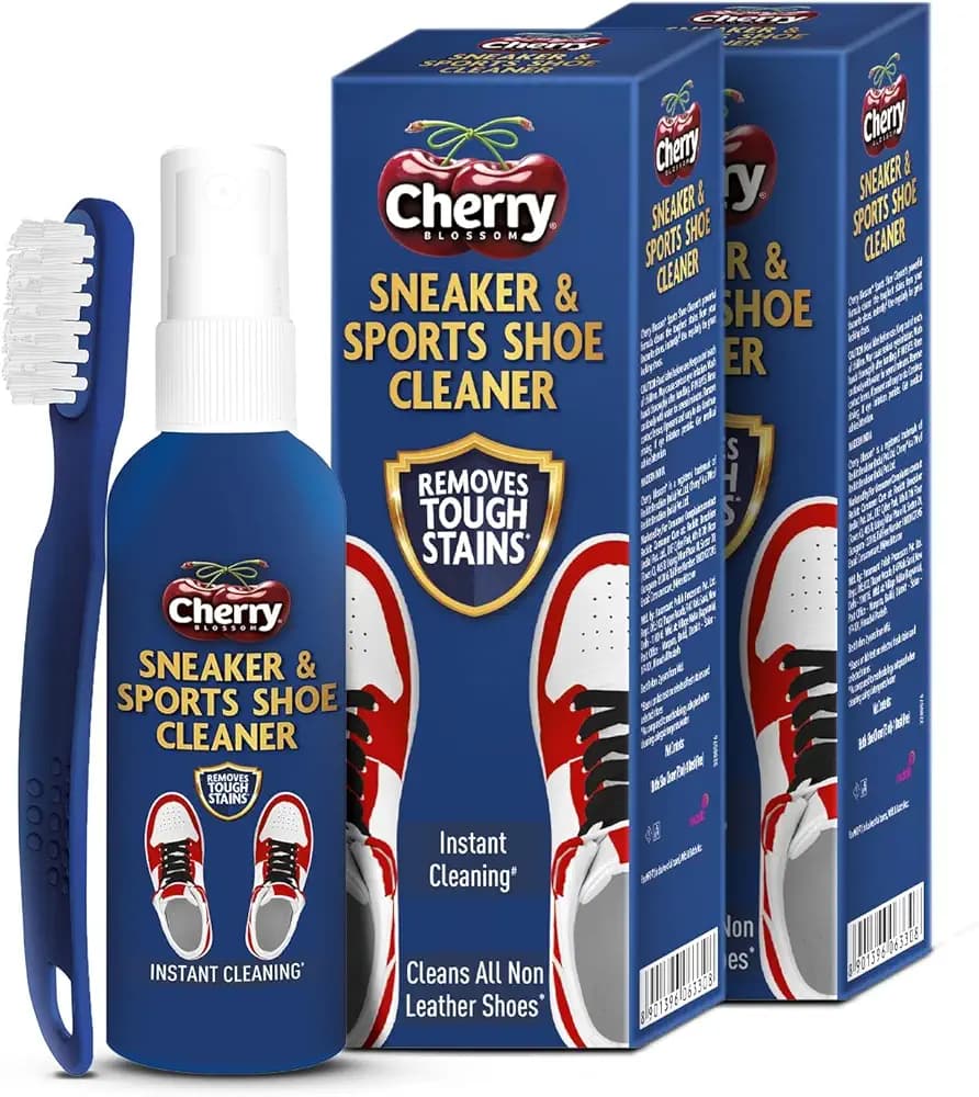 Cherry Blossom Sports Shoe Cleaner With Free Brush - 75Ml | Cleans All Non-Leather Shoes In Minutes, White