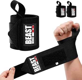 STEIGEN FITNESS Wrist Wrap, Wrist Band For Men, Hand Band, Wrist Support band strap For Men, Wrist Supporter, Wrist Band, Weightlifting Wraps (BLACK- BEAST MODE ON)